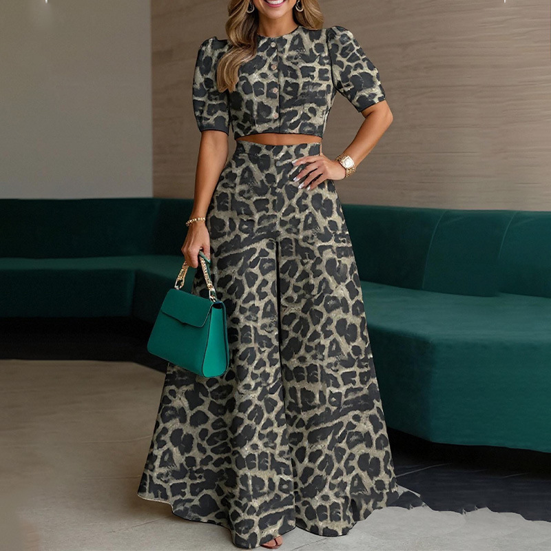 Women's Casual Two-Piece Set with Elegant Top and Pants