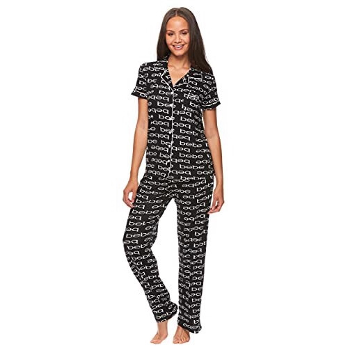 Women's Cuban Collar Letter Print Short Sleeve Shirt and Pants Set