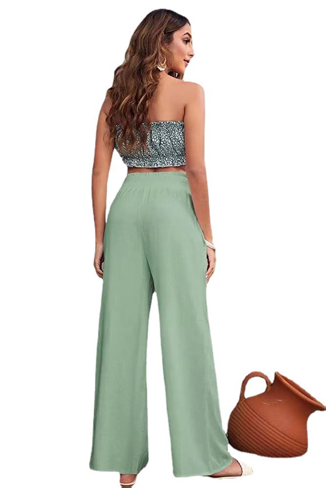 Women's Casual Wide-Leg Cotton-Linen Pants Loose Fit