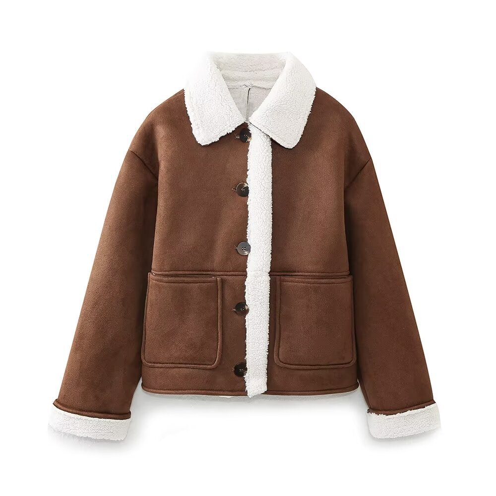 Women's Street Style Double-Sided Jacket with Patch Pockets