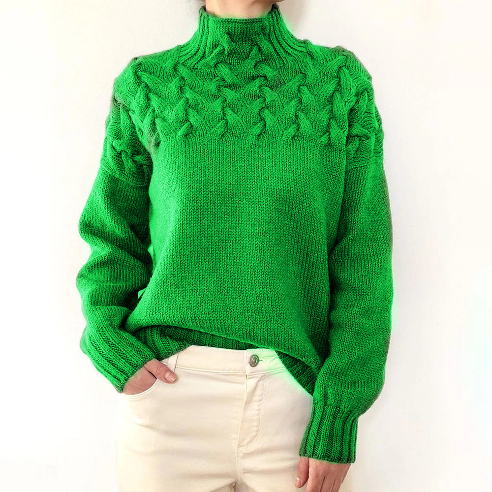 Women's Turtleneck Long Sleeve Sweater Pullover Solid Color
