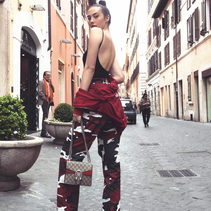 Camouflage Cargo Denim Harem Pants