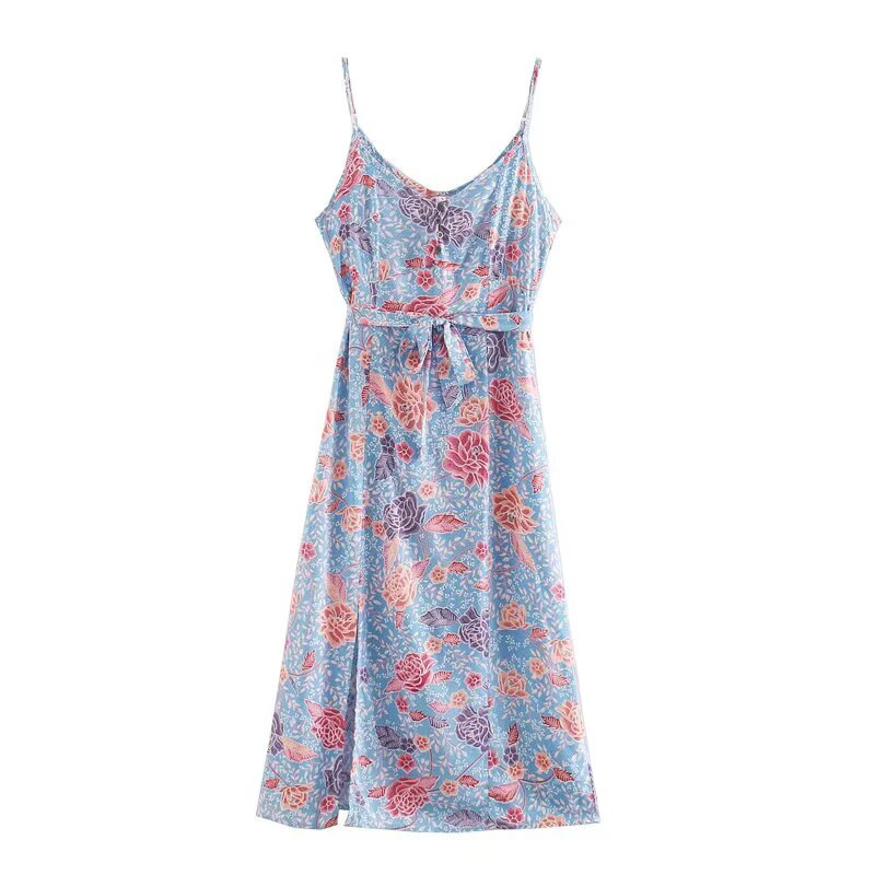 Floral Print Cami Dress with Slit