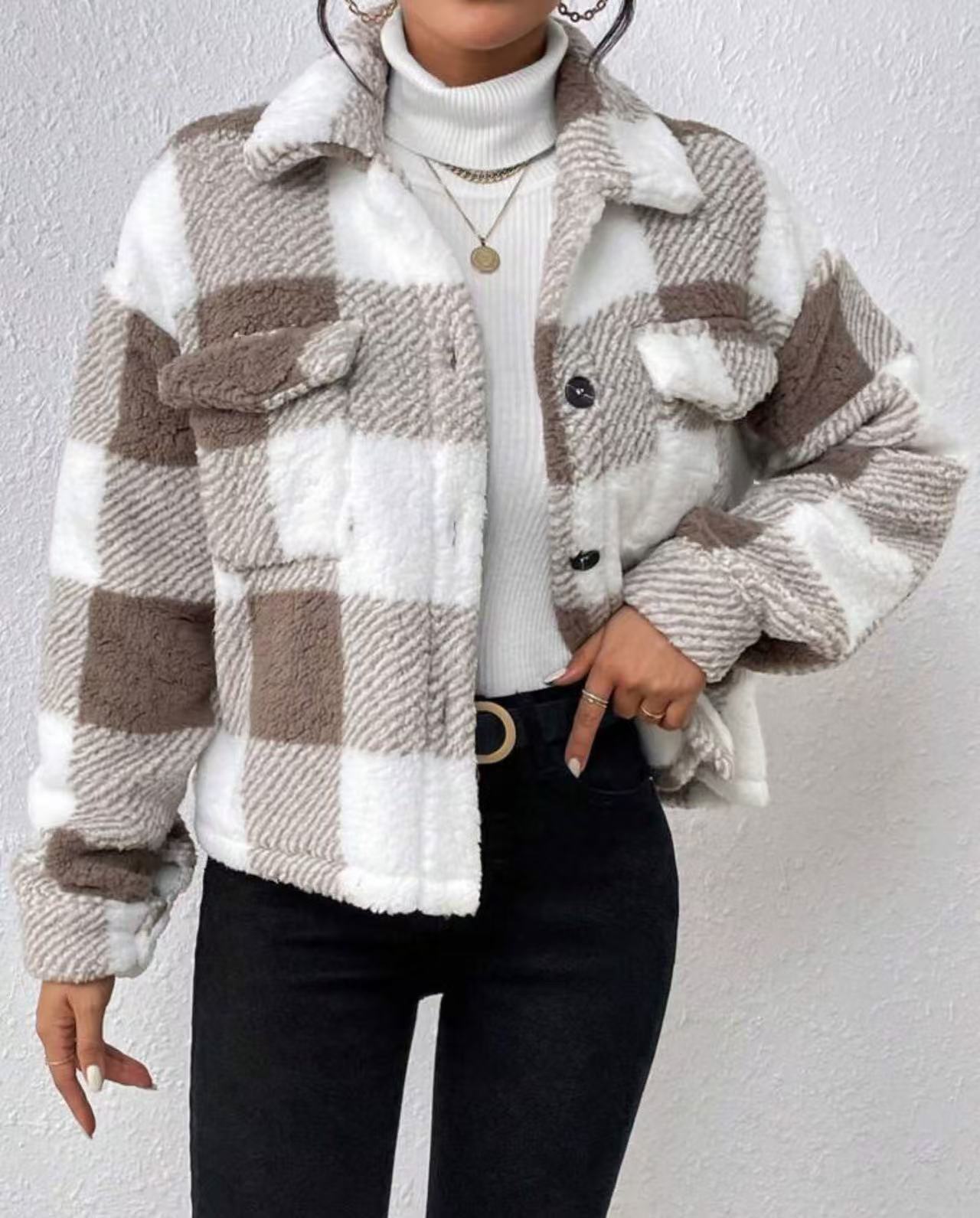 Double-Sided Fleece Button Cardigan with Patch Pockets