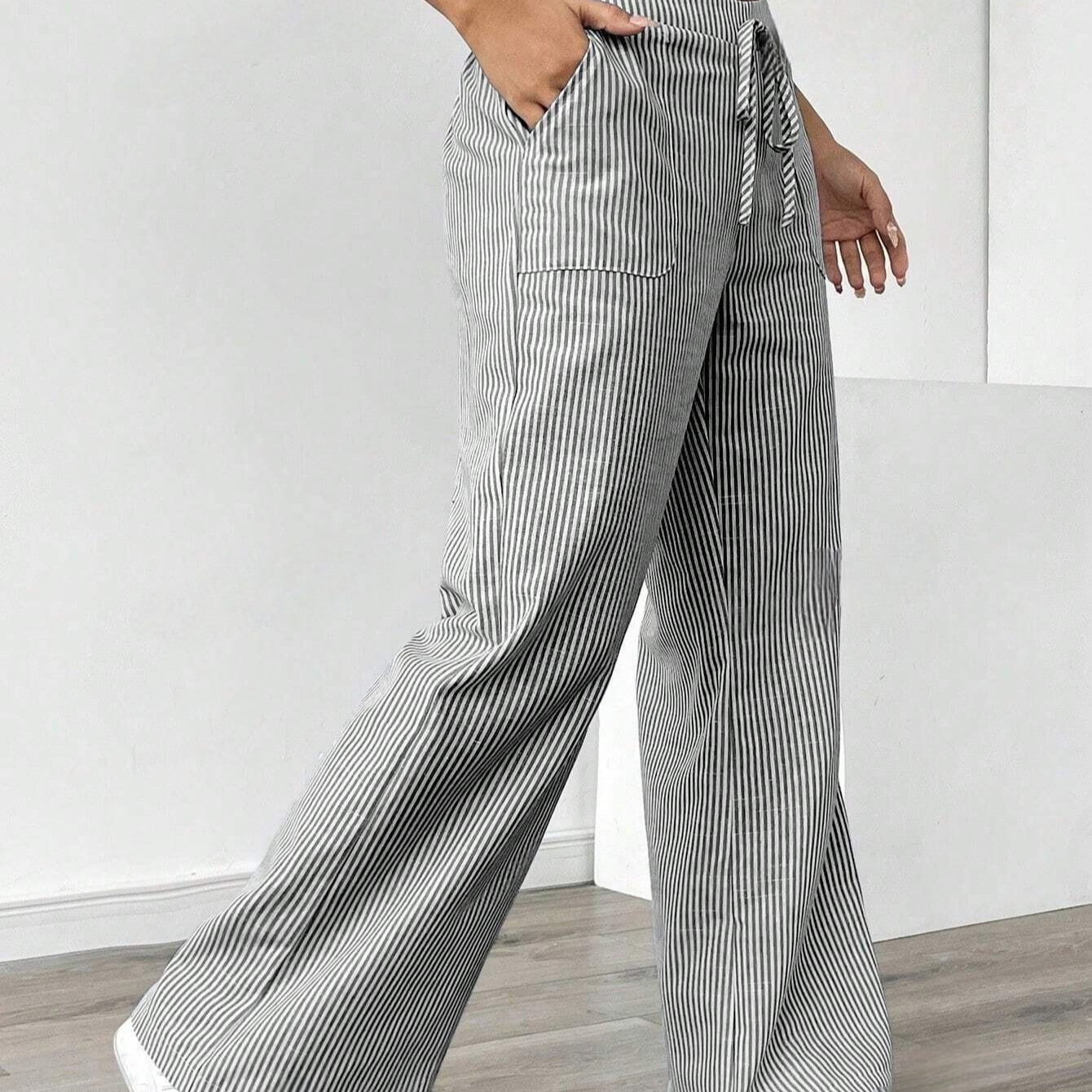 Striped Wide-Leg Casual Pants