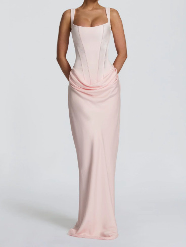 Women's Sleeveless Bodycon Maxi Dress with Corset Detail