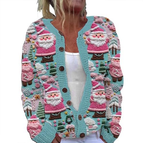 Women's Cartoon Forest Maple Leaf Print Button Cardigan Sweater
