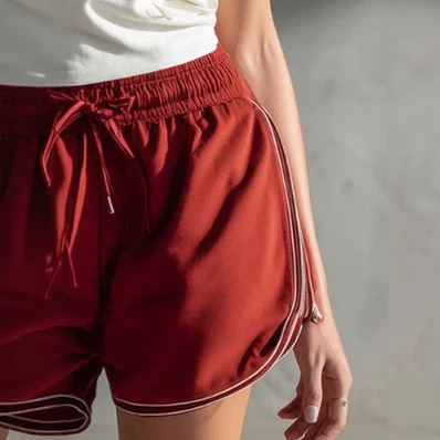 Retro Sporty White Tank Top and Red Cotton Shorts Set