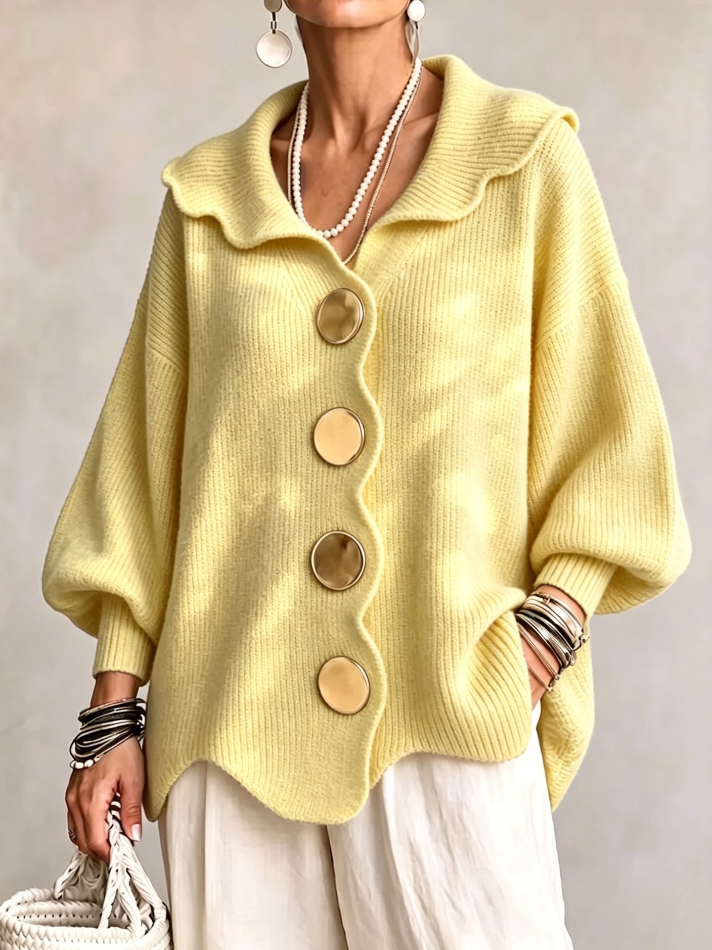 Women's V-Neck Long Sleeve Knit Sweater Top