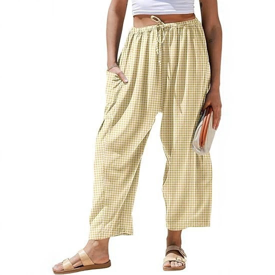 Drawstring Patch Pocket Wide-Leg Harem Pants
