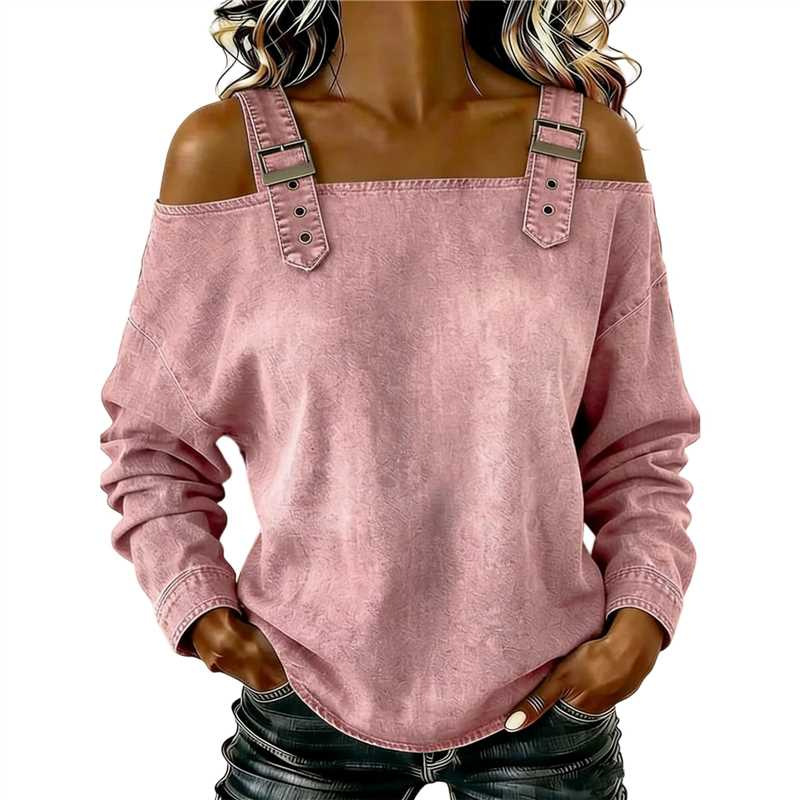 Women's Off-Shoulder Long-Sleeve Top with Straps