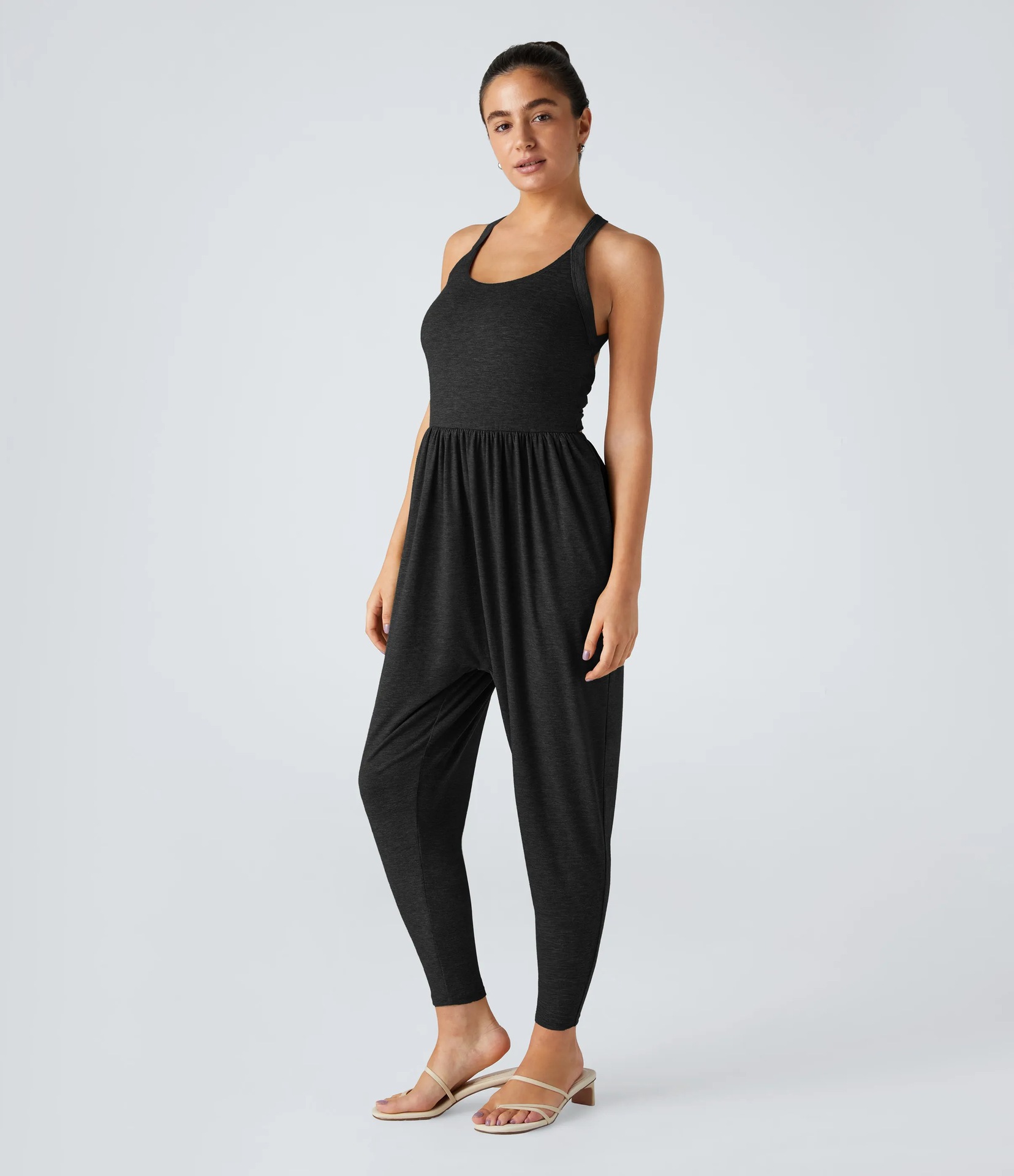 Women's Sleeveless Lace-Up Bodycon Jumpsuit with Butt-Lifting Fit