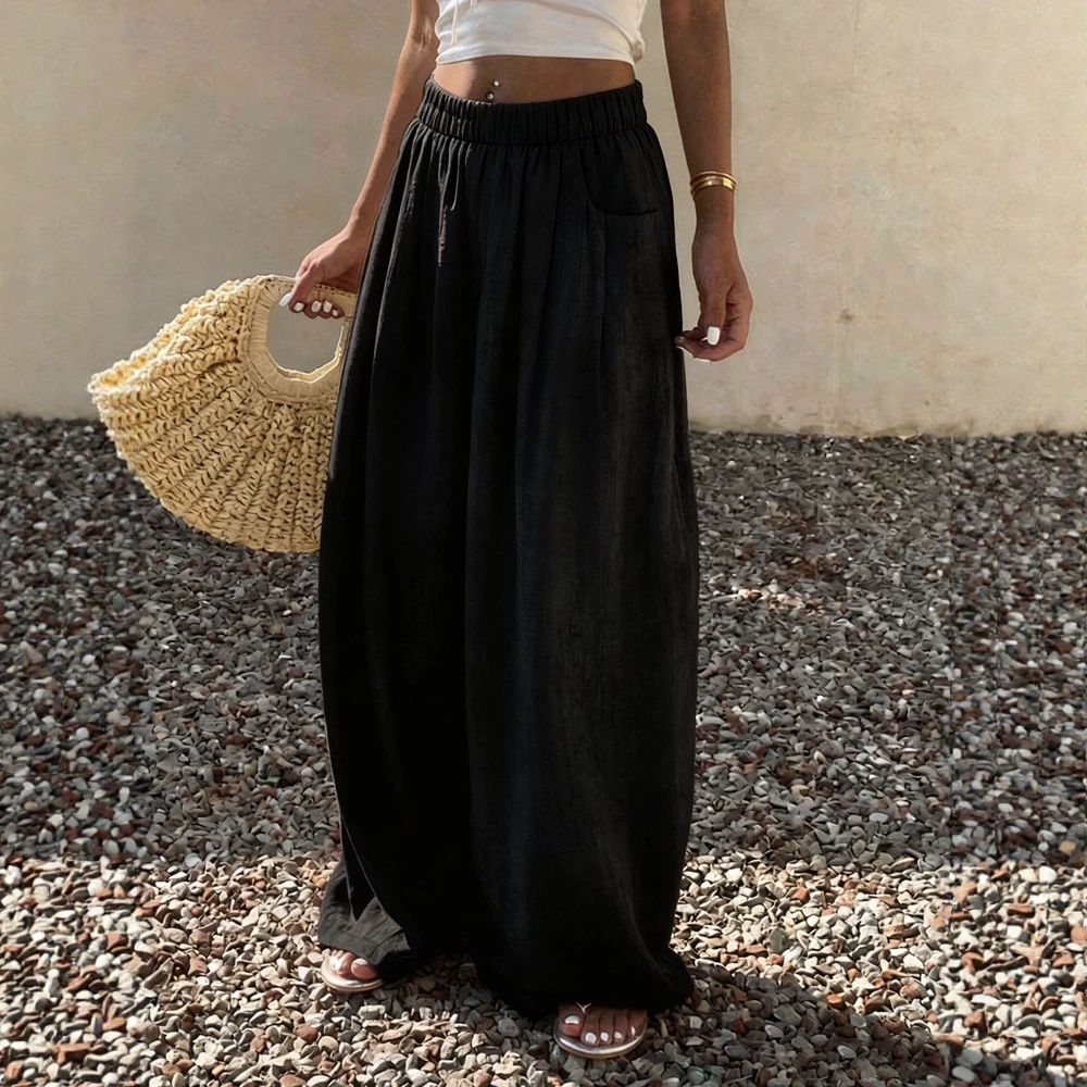 Women's Loose Casual Solid Color Elastic Waist Harem Pants