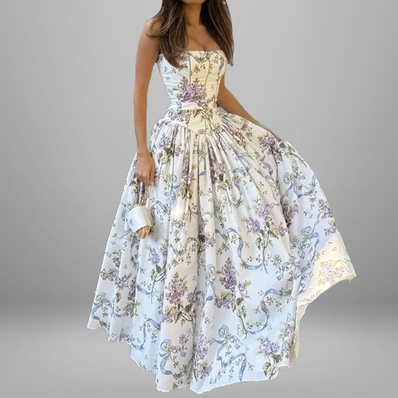 Floral Print High-Waist Sleeveless Slip Dress