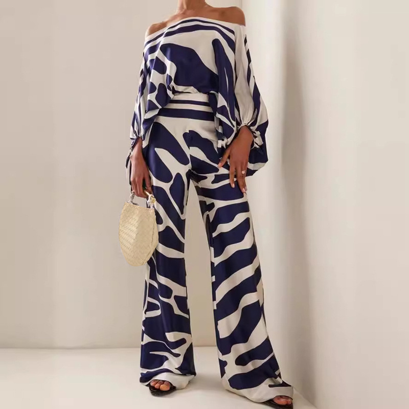 Women's Casual Batwing Sleeve Solid Color Two-Piece Pants Set