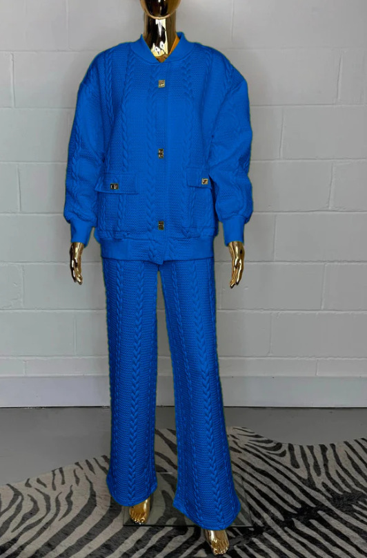 Women's Solid Color Button Pocket Two-Piece Set
