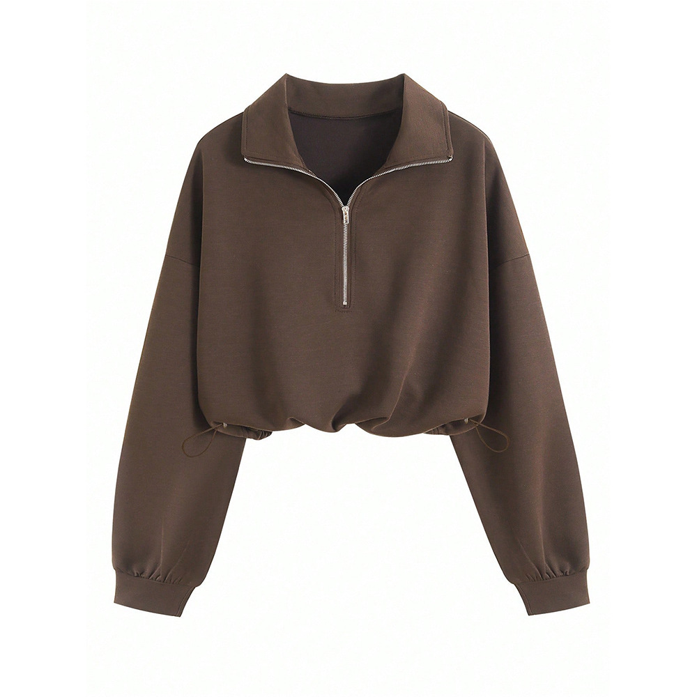 Women's Half-Zip Long Sleeve Sweatshirt Y2K Drawstring Pullover