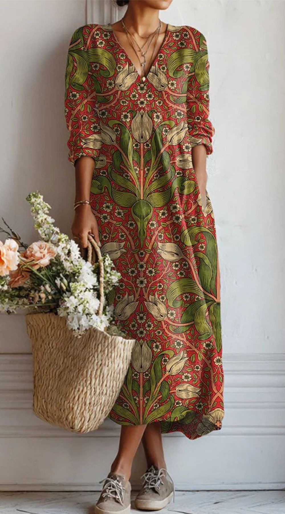 Women's Floral Paisley Print Ruched Bodycon Midi Dress