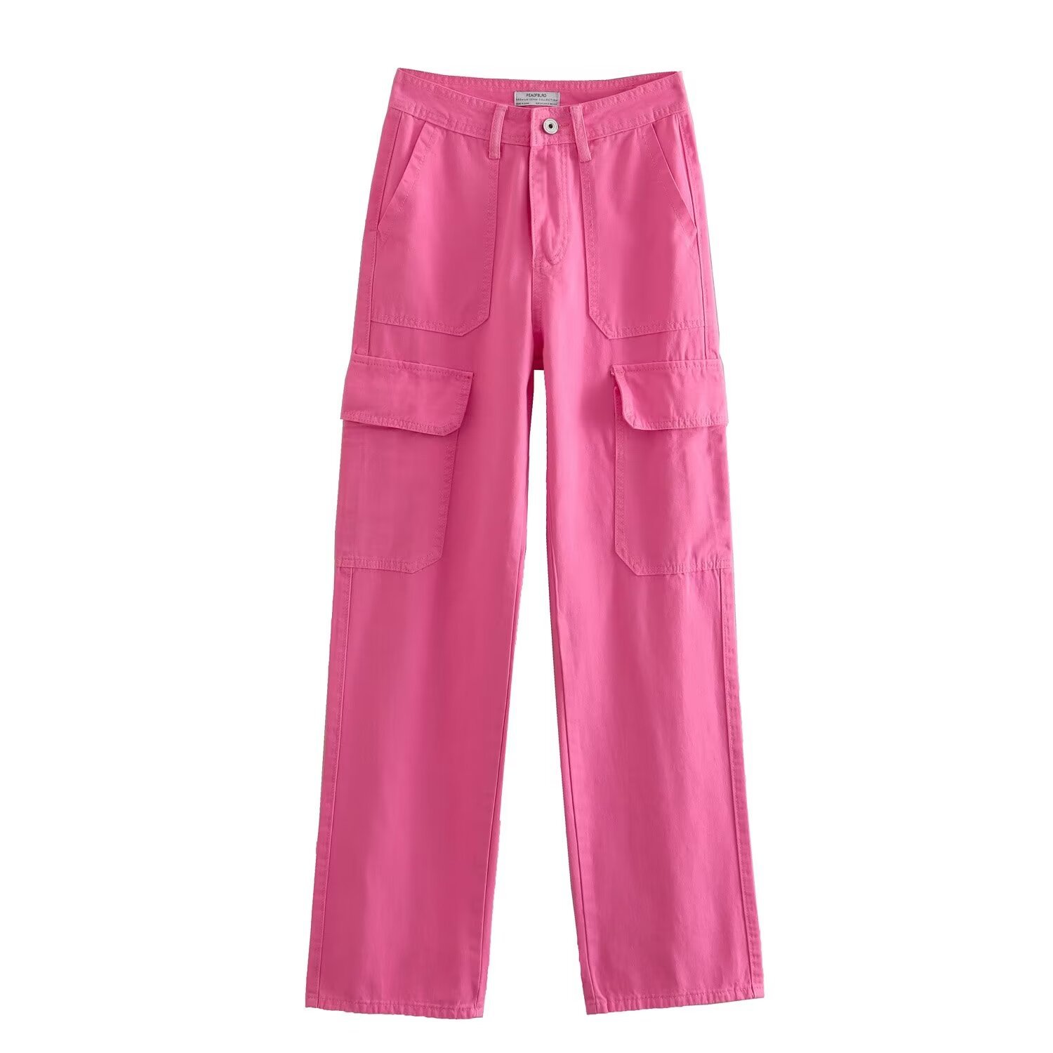 Women's Straight-Leg Cargo Pants Multi-Color High-Waist Streetwear