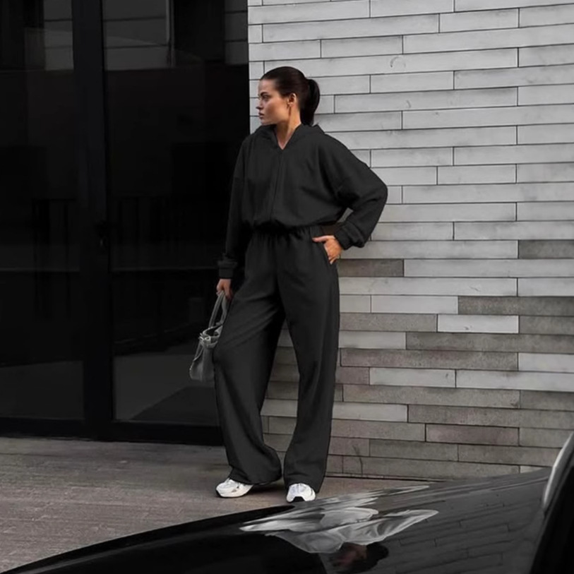 Women's Casual Open-Front Cardigan & Wide-Leg Pants Two-Piece Set