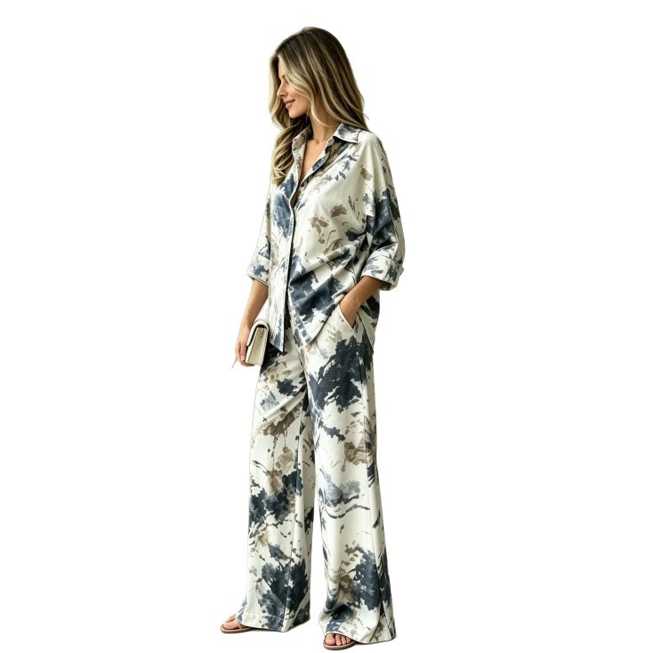 Women's Digital Print Shirt and Pants Set