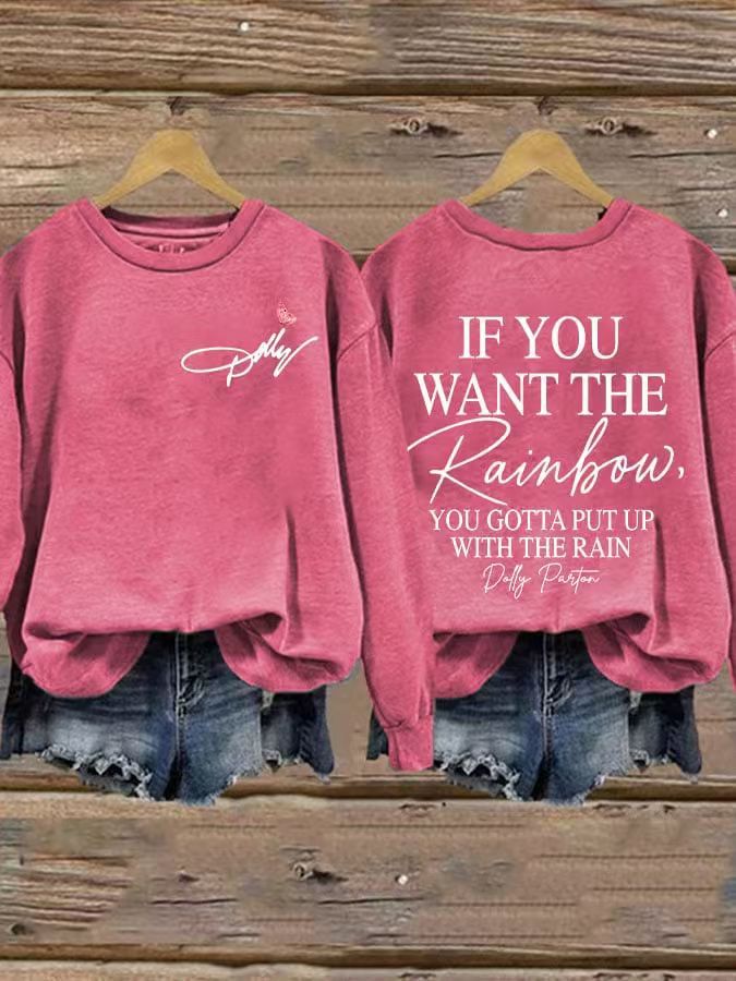 Women's Vintage Loose Slogan Print Crewneck Sweatshirt