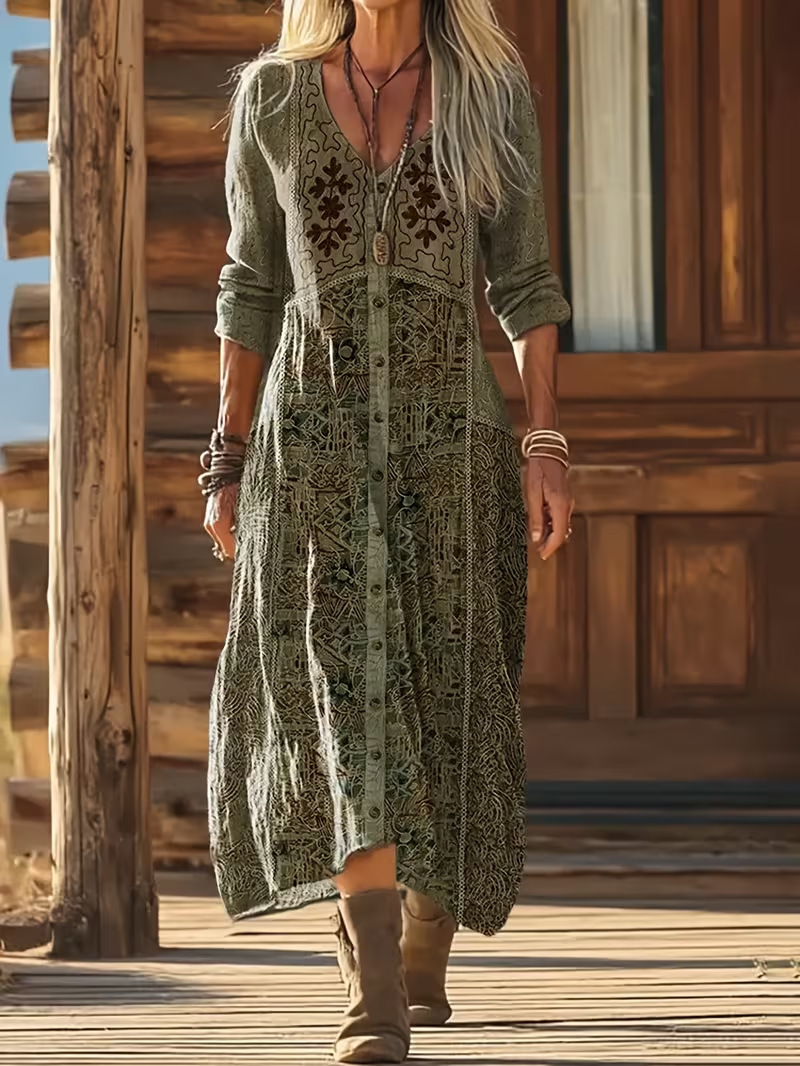 Women's Ocean Floral Print Ruched Midi Dress