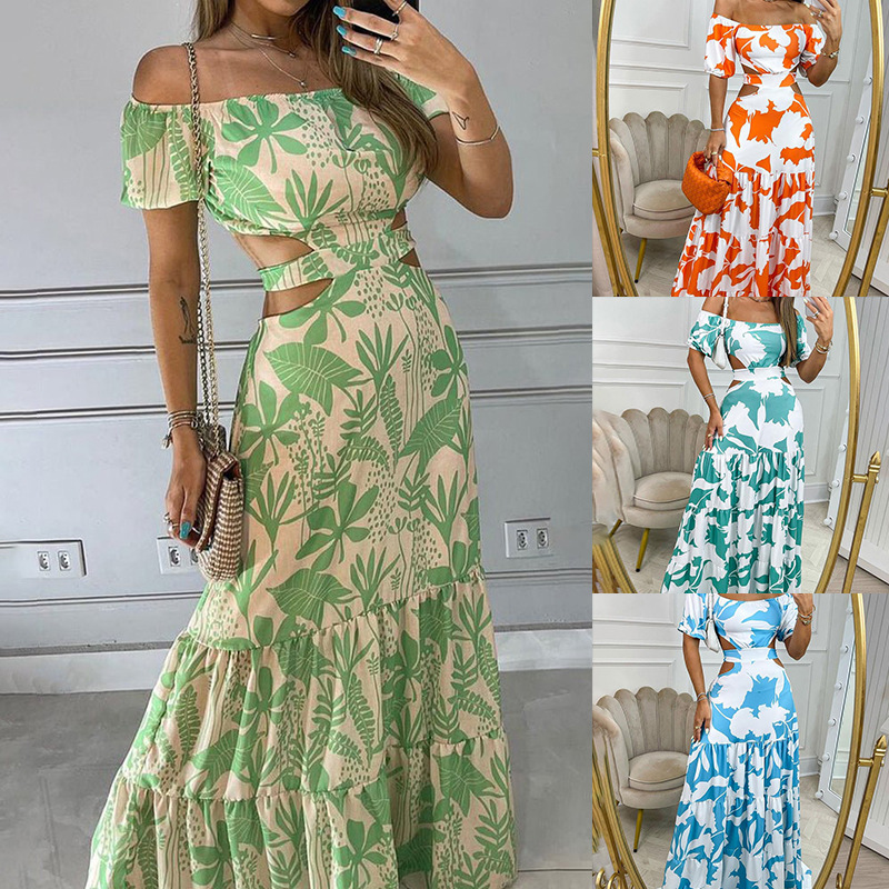 Women's Off-Shoulder Floral Print Maxi Dress