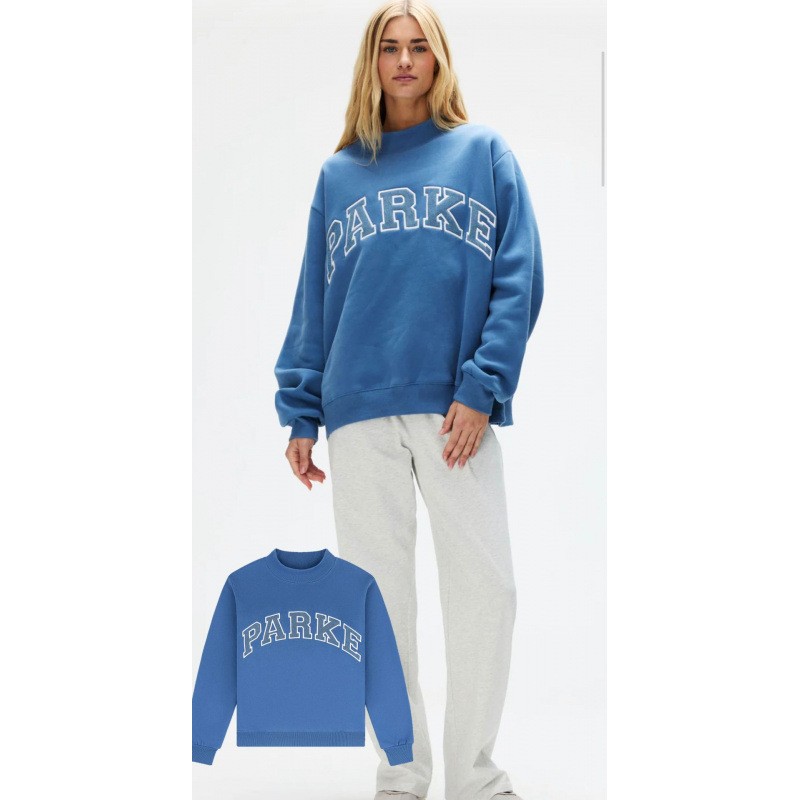 Embroidered Letter Crewneck Long-Sleeve Pullover Sweatshirt for Women