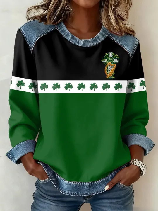 Women's Iris Floral Print Crewneck Sweatshirt