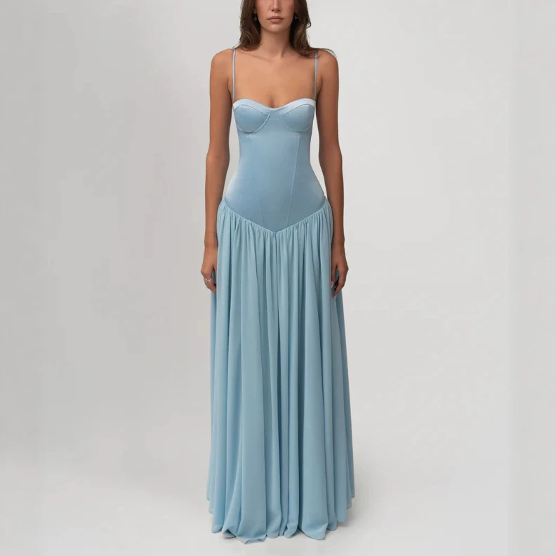 Women's Sleeveless Strapless High-Waist Maxi Evening Dress