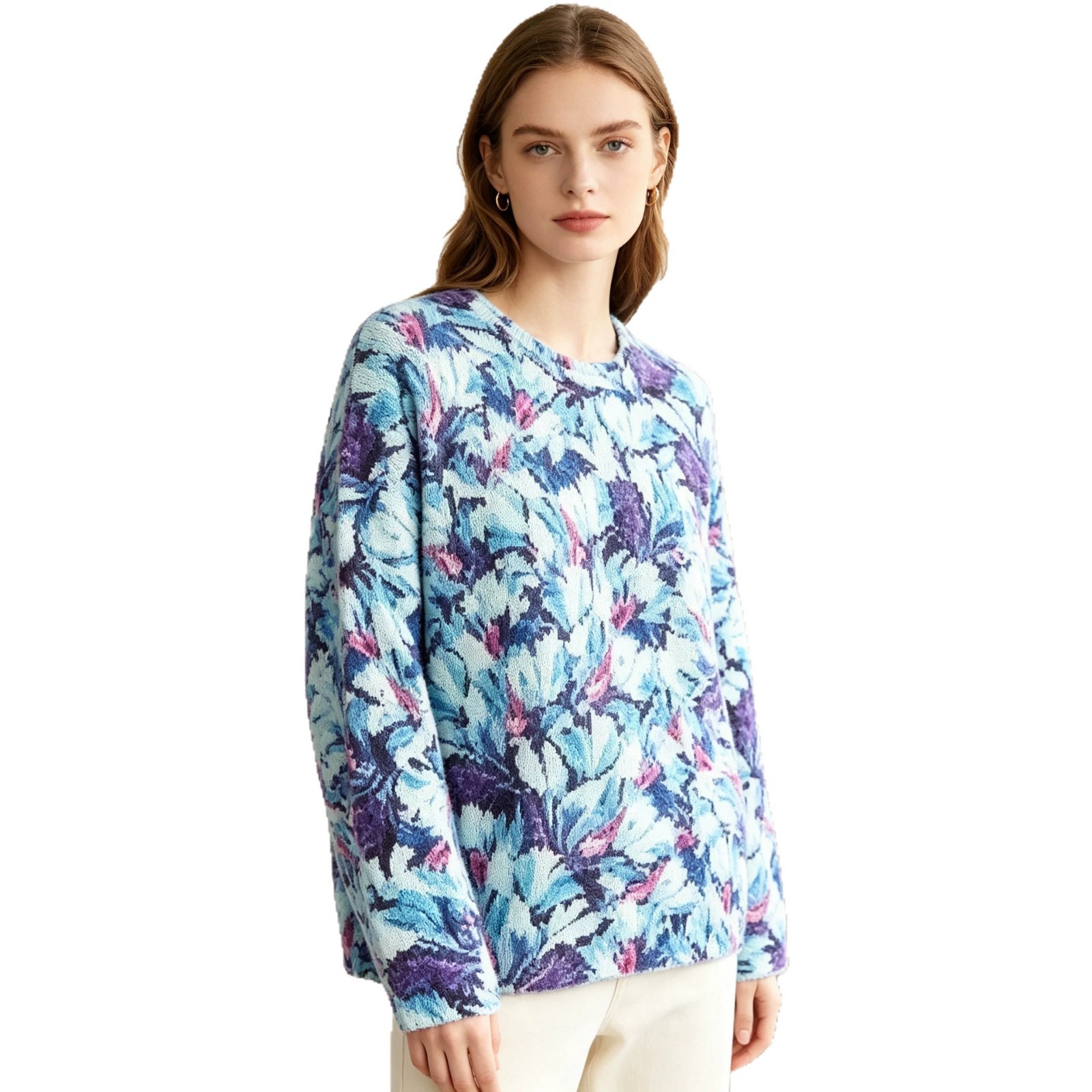 3D Print Christmas Pullover Sweater Women's Crewneck Long Sleeve Knit Top