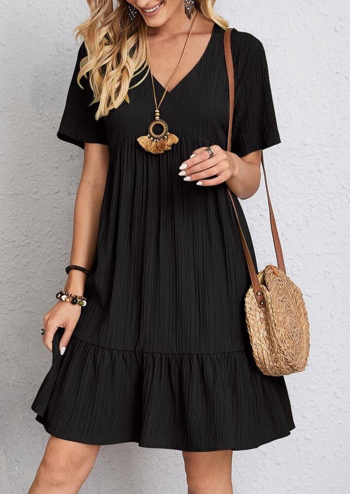 Women's Summer Loose Short Sleeve High Waist Flowy Dress