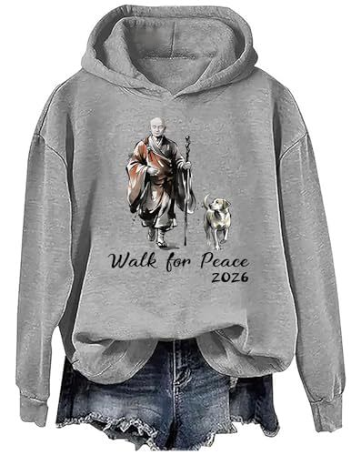 Women's Peace & Light Monk Print Casual Hoodie