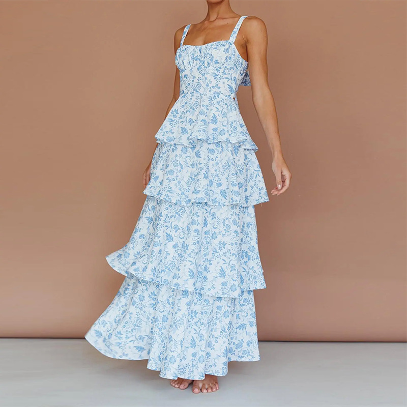 Elegant Floral Print Sleeveless Bodycon Midi Dress