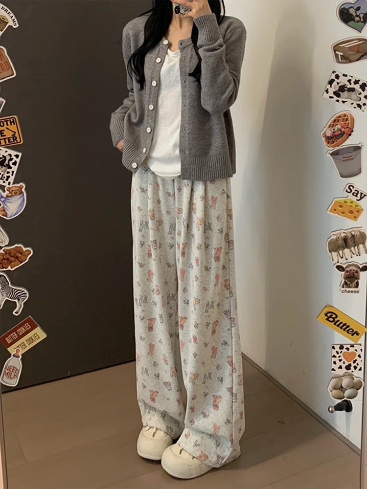 Graffiti Print High-Waist Straight-Leg Sweatpants for Women