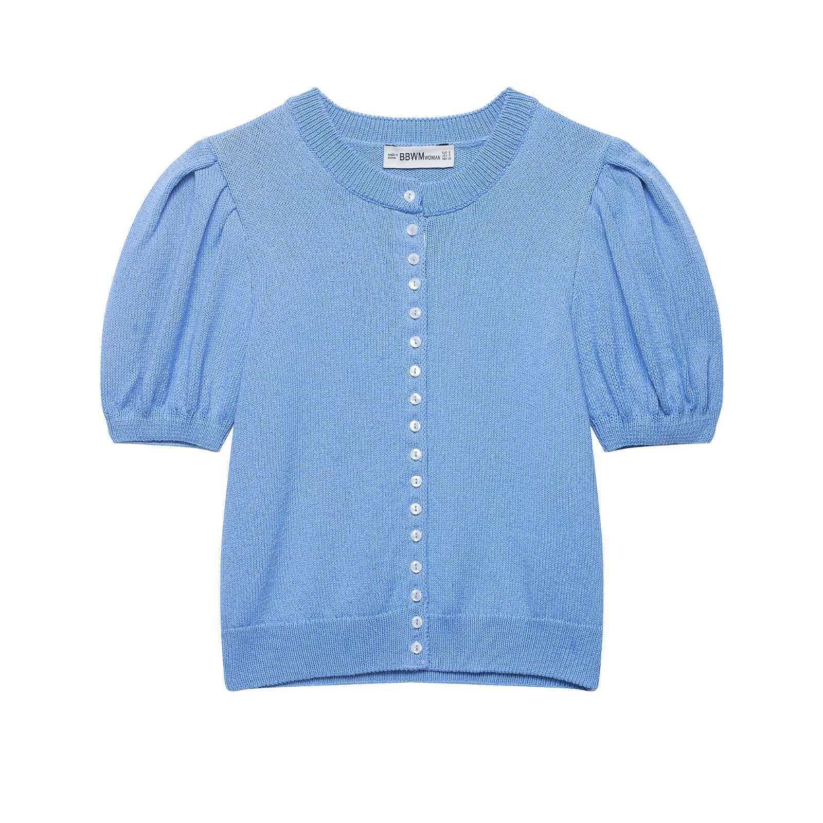 Women's Summer Crewneck Half-Sleeve Knit Cardigan