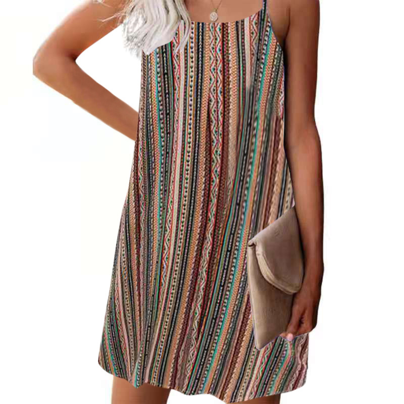 Striped Backless Cami Dress