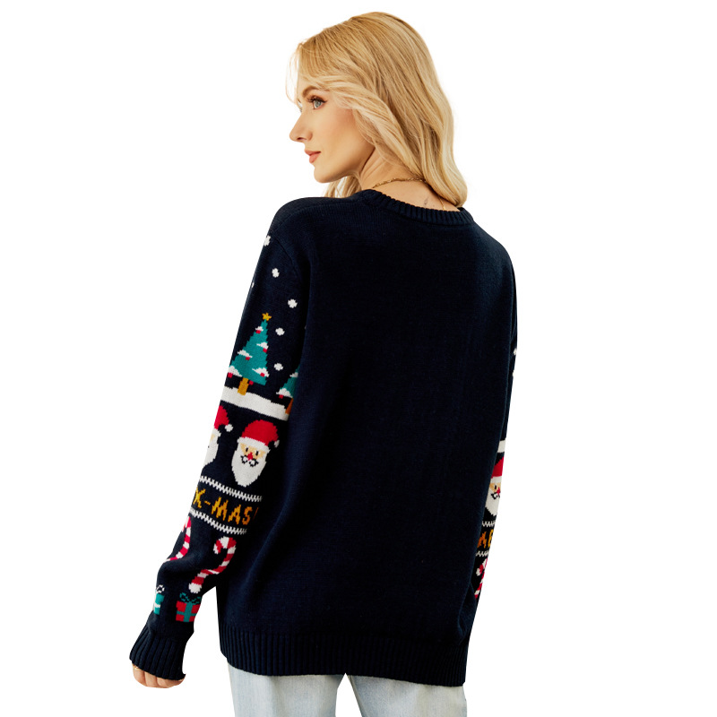 Women's Christmas Snowman Knit Sweater Crewneck Thick Pullover