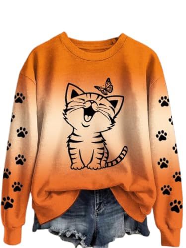Women's Cute Cat Paw Print Casual Sweatshirt