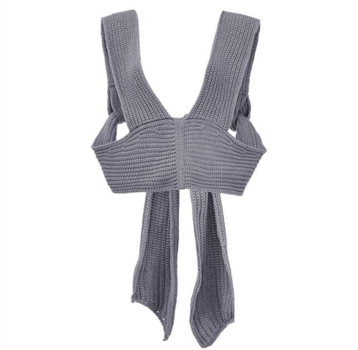 Sexy Cross-Front Knit Cami Top Slim Fit