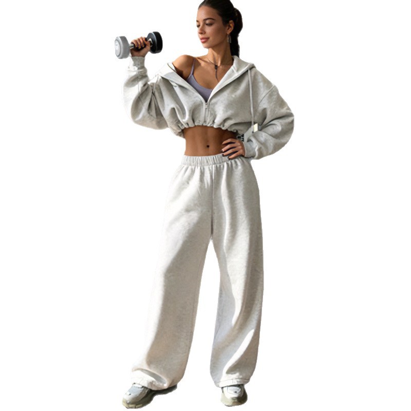 Women's Long Sleeve Zip-Up Sweatsuit 2-Piece Set