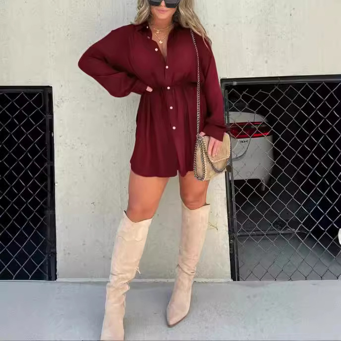 Women's Solid Color Long Sleeve Shirt Bodysuit