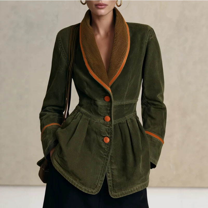 Olive Washed Ruffle Utility Jacket
