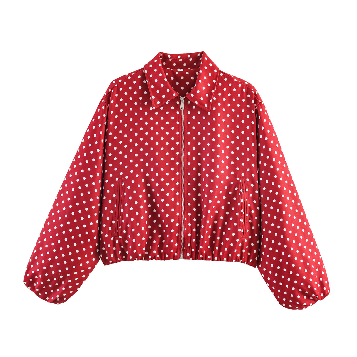 Women's Zip-Up Bomber Jacket with Puff Hem