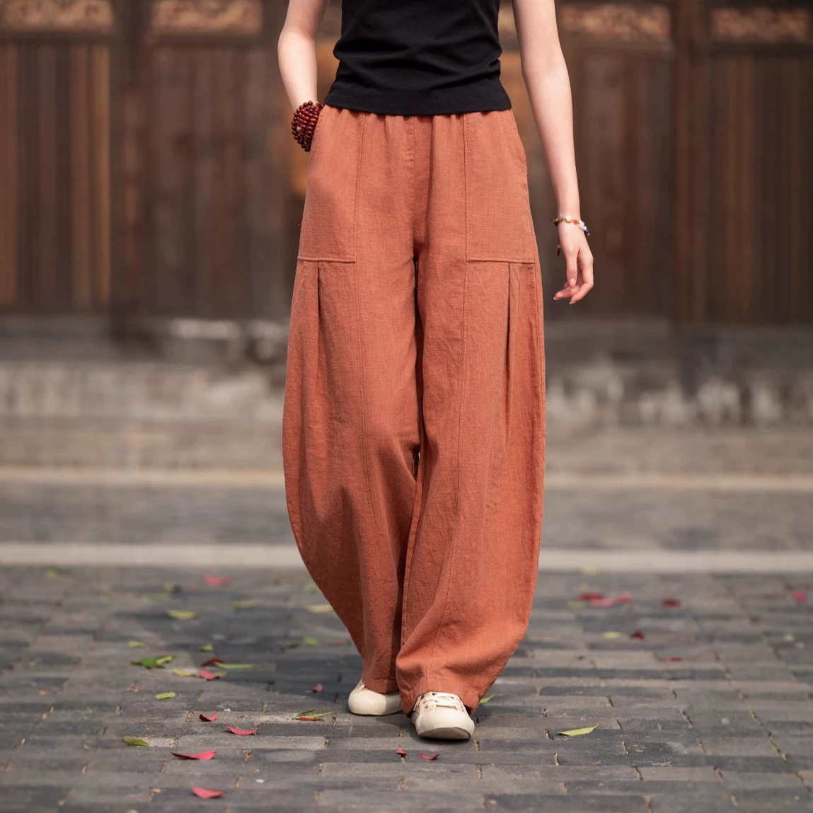 Women's Retro Loose Wide-Leg Lantern Pants Casual