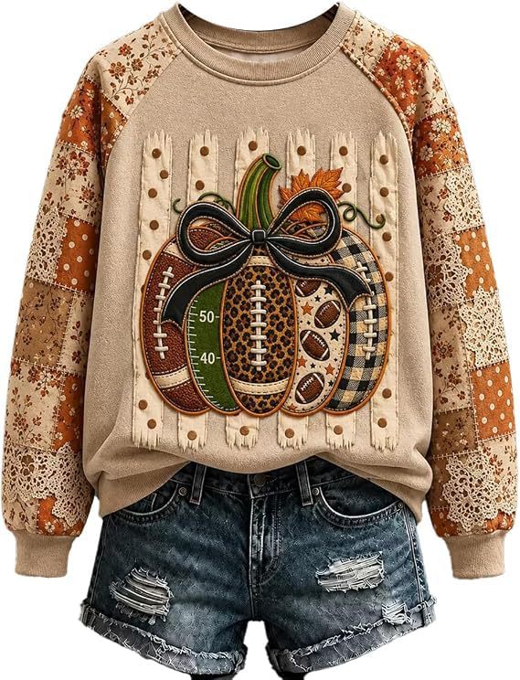 Evil Pumpkin Smiley Face Print Crewneck Long Sleeve Pullover Sweatshirt