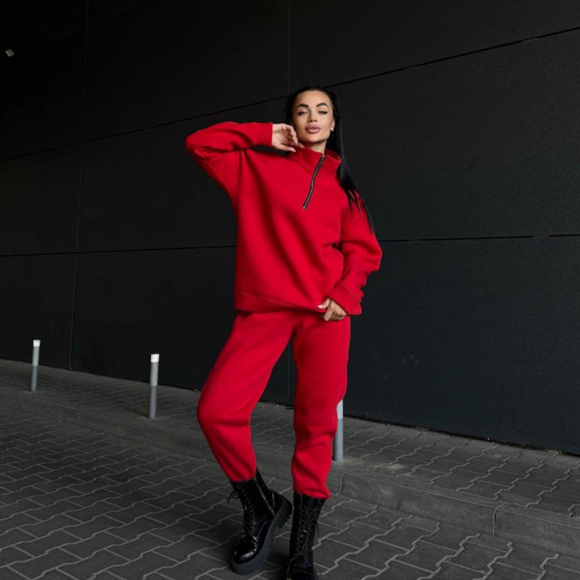 Women's Casual Two-Piece Sweatsuit Set Long Sleeve Solid Color
