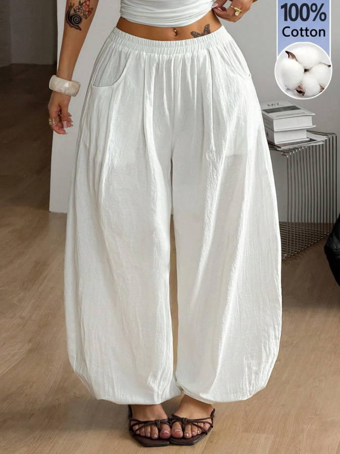 Women's Cotton Y2K Low-Rise Baggy Parachute Pants