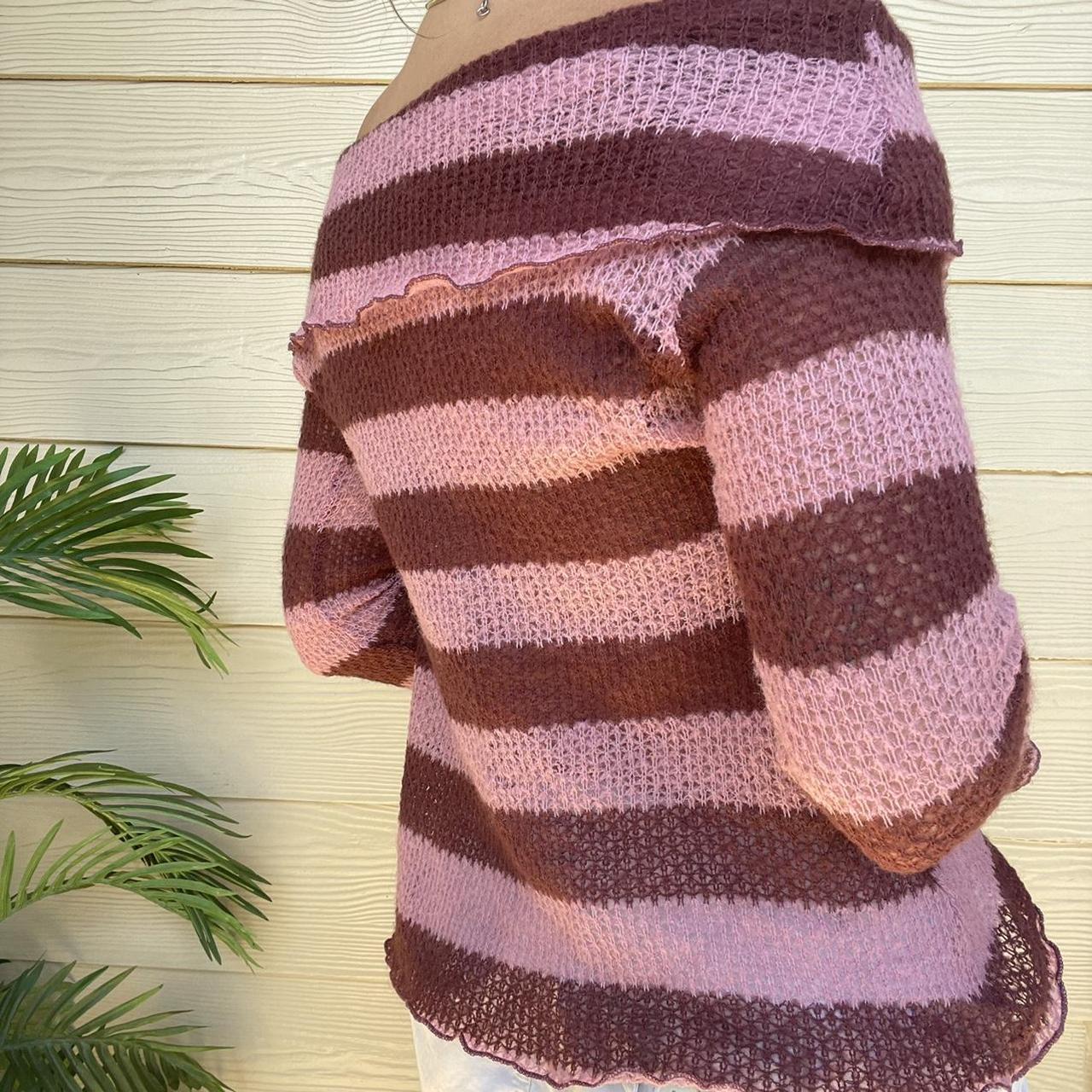 Women's Off-Shoulder Striped Colorblock Slim Knit Top
